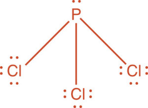 Lewis structure of PCl<sub>3</sub >