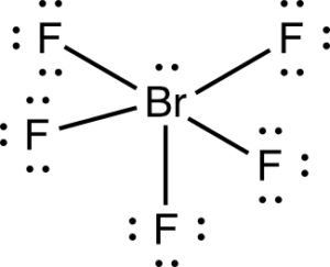 Molecular shape of bromine pentafluoride is square pyramidal