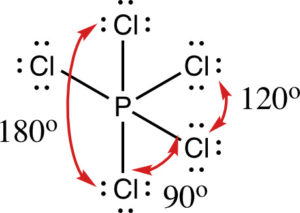 Lewis structure with bond angles for phosphorous pentachloride